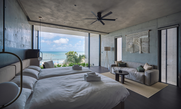 オーシャンビューのベッドルーム・昼