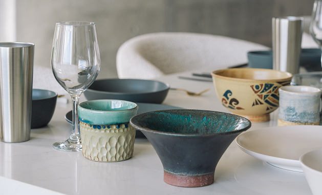 食器・グラスのクローズアップ